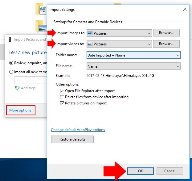 Windows AutoPlay. Import Pictures and Videos. Import Settings.