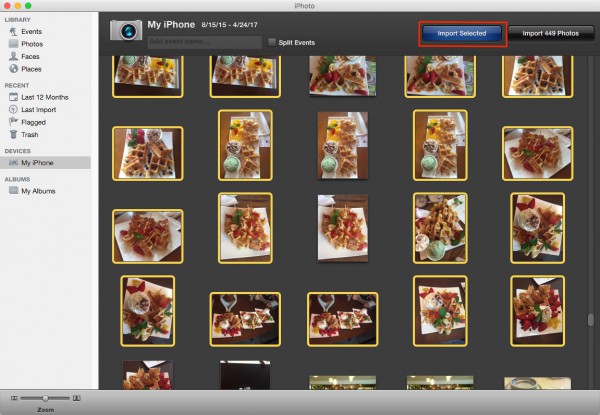 trasferisci le foto dell'iPhone sul laptop con iphoto