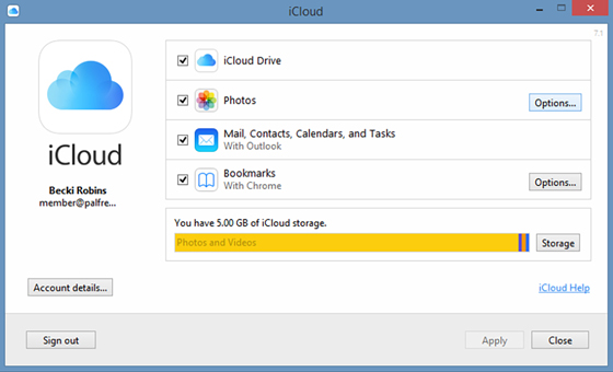 instale o icloud no pc