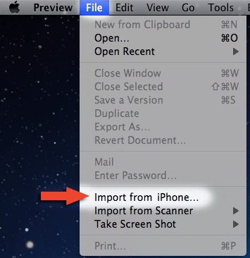使用预览将照片从iphone导入到mac