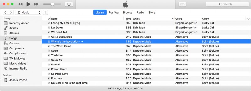 scegli la musica dalla libreria di iTunes