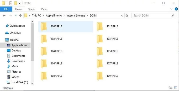 exporter des photos iphone vers Windows 10 à l'aide de l'explorateur de fichiers