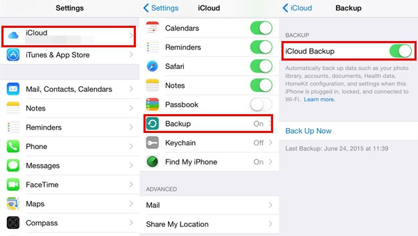 Backup-iPhone in icloud