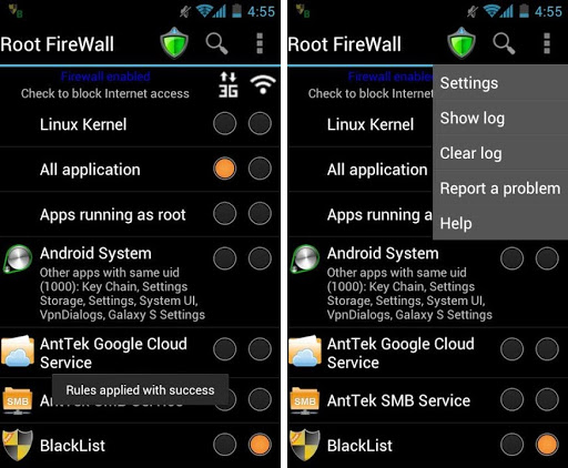 أعلى تطبيق Android Root: Root Firewall Pro