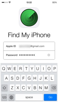 iPod ohne iTunes formatieren - starten der Mein iPhone verloren App und Einloggen mit Apple ID und Passwort
