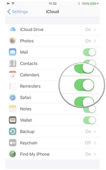 Synchroniser l'agenda de l'iPhone - Activer les calendriers dans iCloud