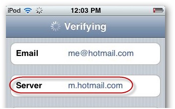 Synchroniser le calendrier de l'iPhone - entrez le serveur Hotmail