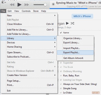 copy playlist from iPod to iTunes- export playlist