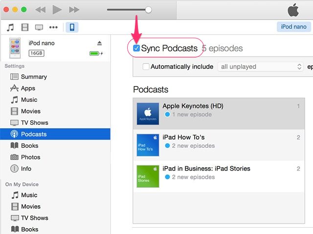 Come mettere podcast sull’iPod-Sinc podcast