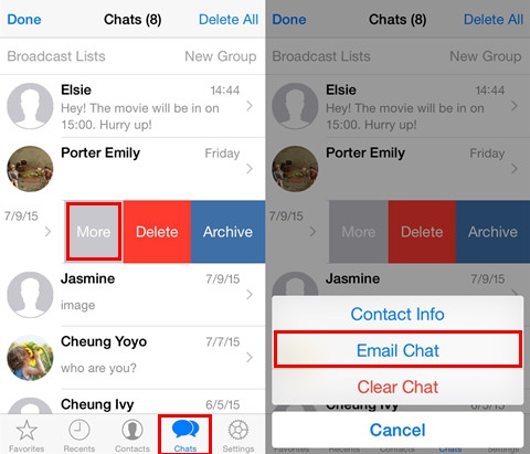 Whatsapp-Chats vom iPhone als E-Mail exportieren