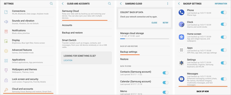S9-Nachrichten auf dem Samsung-Konto sichern