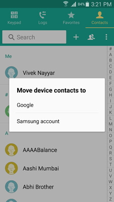 sauvegarde des contacts S9/S20 dans gmail