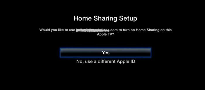 itunes home sharing video-select yes