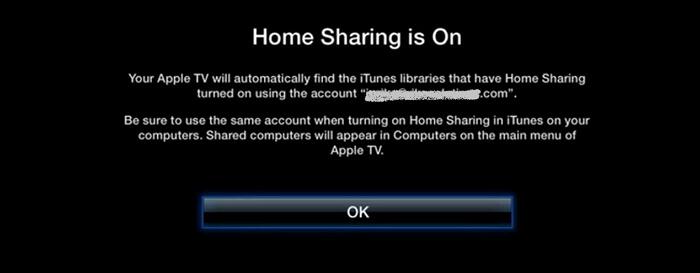 home sharing video-activer l'apple tv