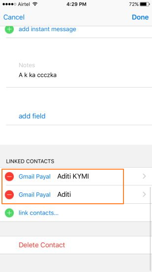 Step seven to Merge Duplicate Contacts on iPhone Manually