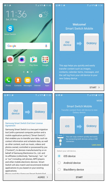 trasferimento contatti iPhone al Galaxy Note 8 con Samsung Smart Switch