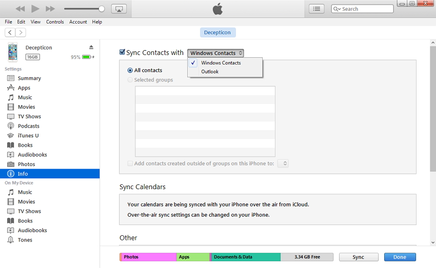 Wie übertragen Sie Kontakte vom PC auf das iPhone - mit iTunes Schritt 3