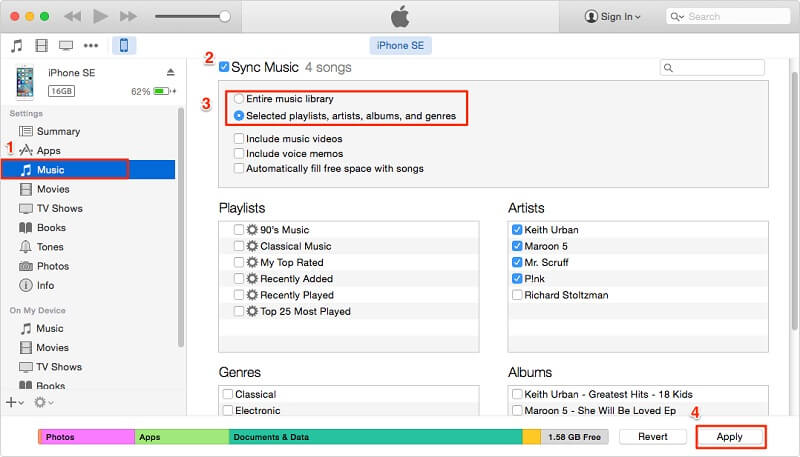 synchroniser la musique de l'ordinateur à l'iphone avec iTunes