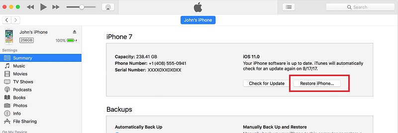 iphone ne s'allumera pas-restaurer votre iPhone avec iTunes