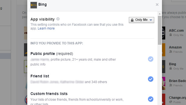 keep privacy secure on facebook - app settings