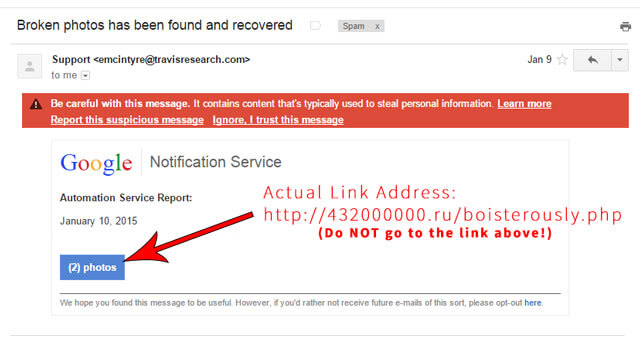 eliminate email scam - no click on suspicious links