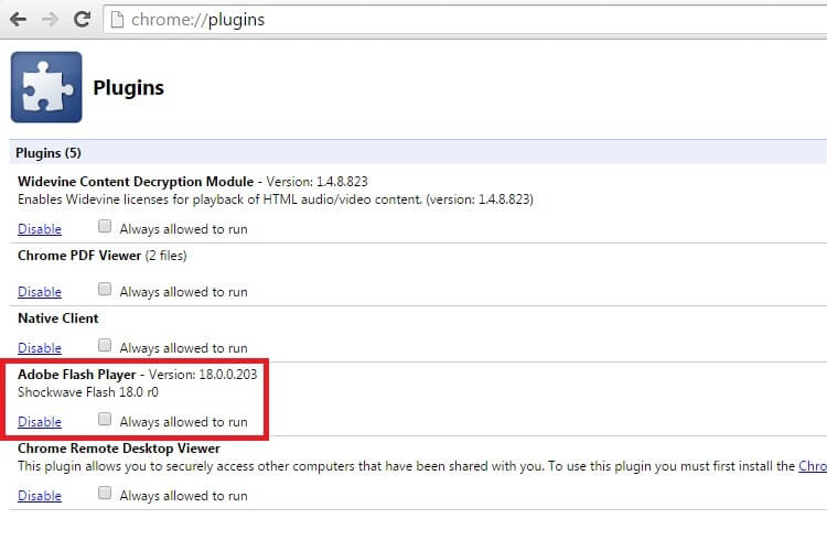 keep browser safe - turn off flash