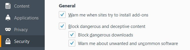 keep browser safe - security settings