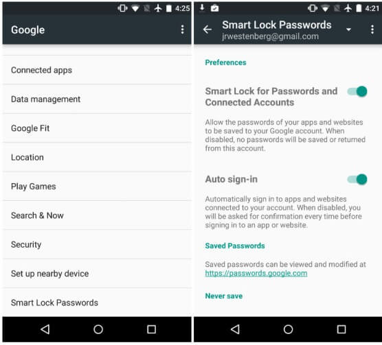 privacy protection on android - turn off smart lock