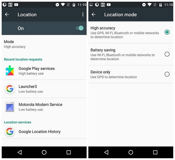 privacy protection on android - location sharing