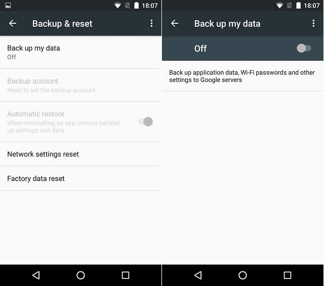 privacy protection on android -no auto-backup