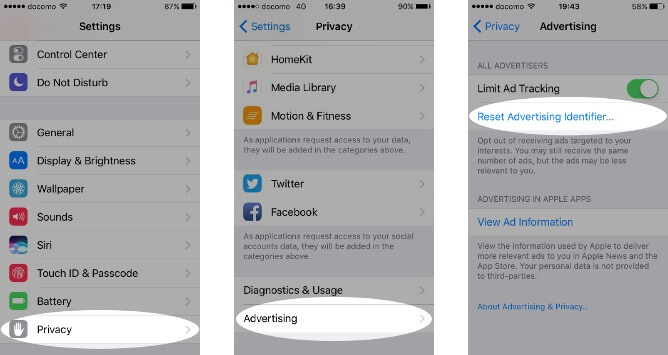 protect privacy on iphone and ipad - ad identifier