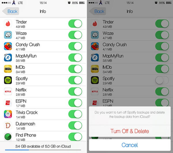 protect privacy on iphone and ipad - disable icloud backup for apps
