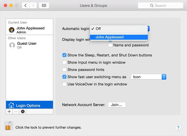 protect mac os privacy - turn off auto-login