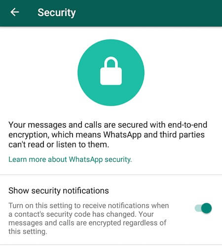 whatsapp privacy protection - security notification