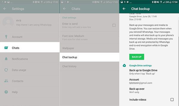 whatsapp privacy protection - cloud backup turned off