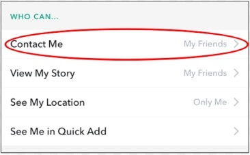 be safe on snapchat - control contact method