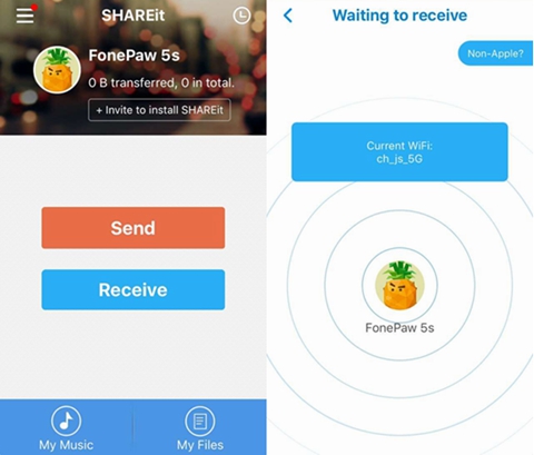 transferir música del iphone al android-start buscando los dispositivos cercanos