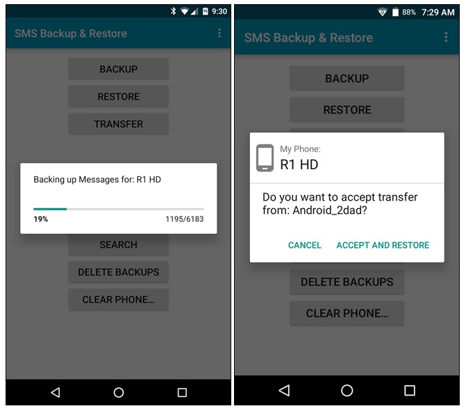 transfert de sms d'android vers android-