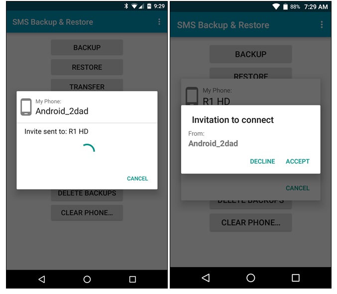 SMS vom Android zum Android übertragen