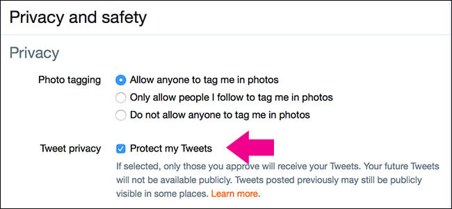 twitter privacy note - tweets protection