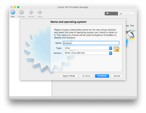 android-apps auf dem mac ausführen: VirtualBox