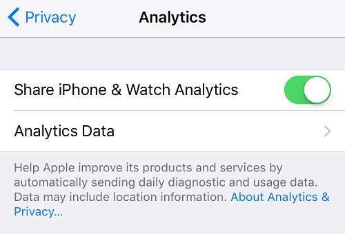 protect privacy on wearable - turn off data sharing