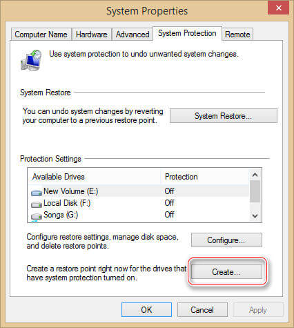 protect privacy on windows - regular restore points