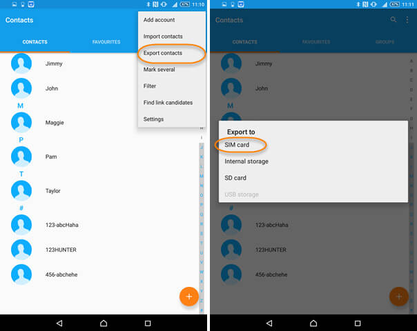 trasferisci contatti da Android a iPhone XS (Max) con sim card