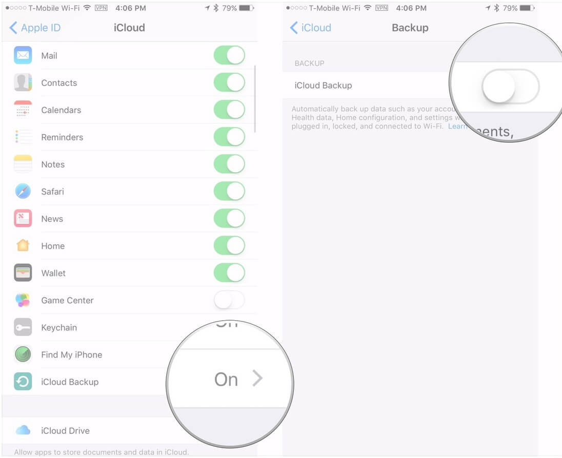 trasferire dati da un vecchio iPhone a iPhone XS (Max) - backup iphone con icloud