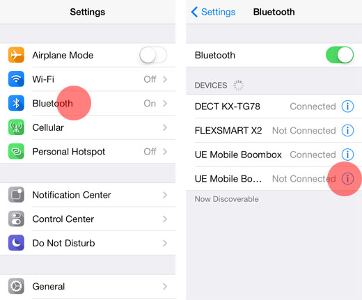 sposta i contatti da iPhone ad Android, attiva il Bluetooth