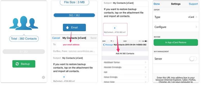 sposta i contatti da iPhone ad Android-manda via e-mail i contatti sul tuo account Gmail