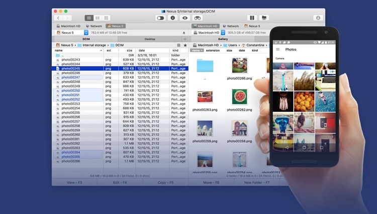 Android Dateiübertragung Mac-Commander One