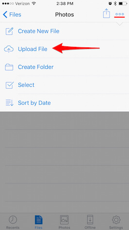 export photos from iphone with dropbox