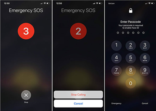 unlock iphone xs (max) without face id-Cancel the Emergency SOS